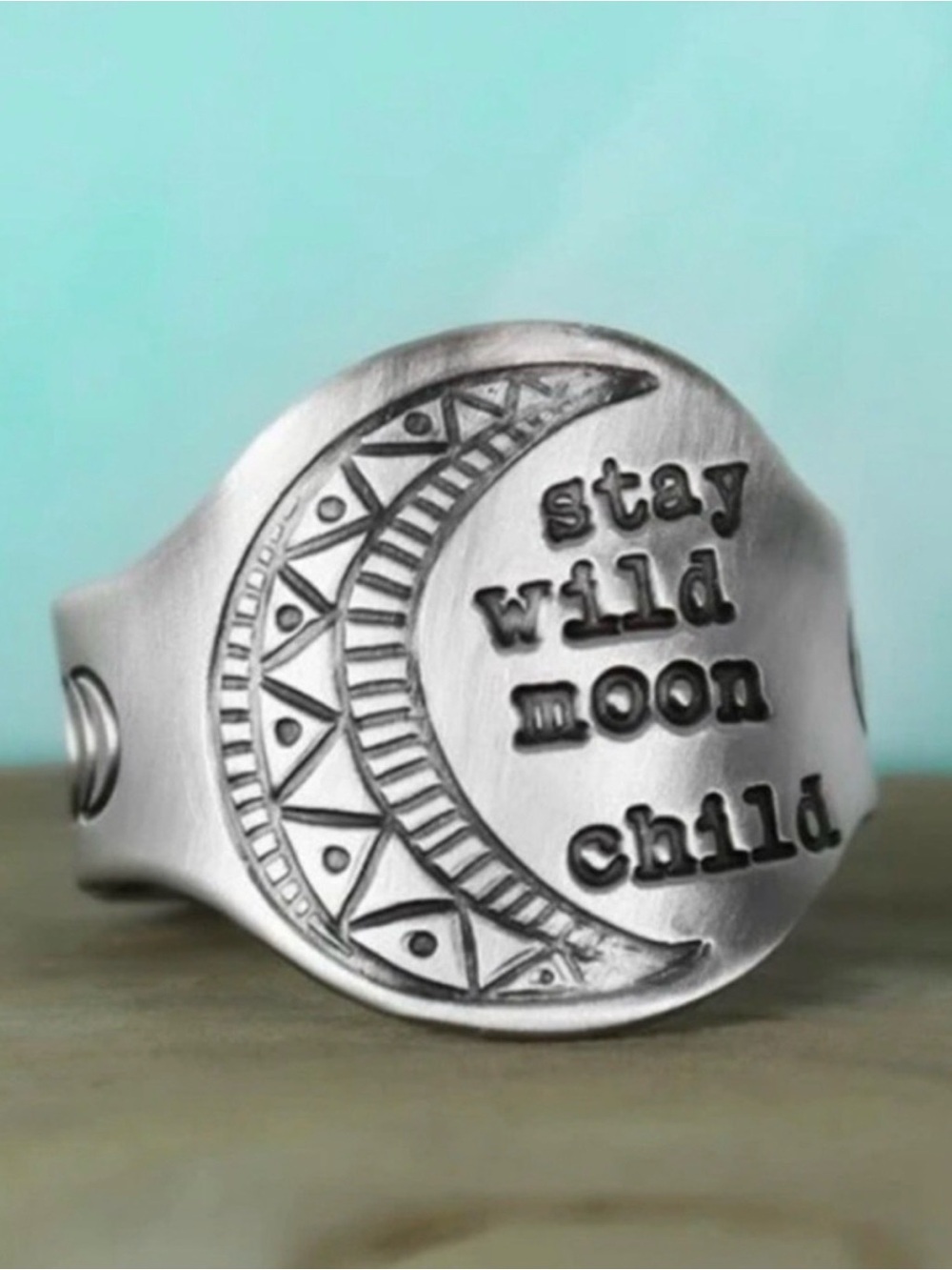 💥3/$28 New Stay Wild Moon Child Bohemian Vintage Style Moon Phase Signet Ring - Picture 2 of 16